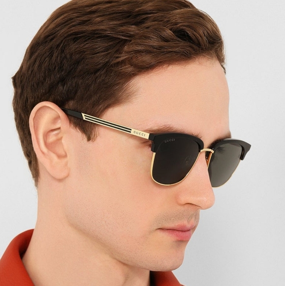 NEW GUCCI BLACK BROWN GUCCI SUNGLASSES GG0697S 005 UNISEX GUCCI EYEWEAR - Picture 5 of 8